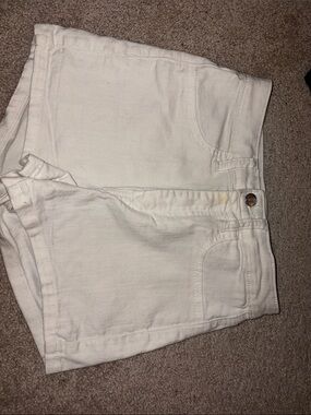 White Denim Shorts - Classic High-Rise Style